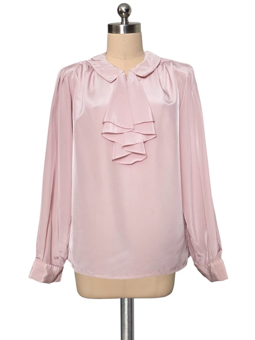 Vintage 80's 90's SK AND COMPANY Pink Ruffle Front Blouse Top Shirt 12